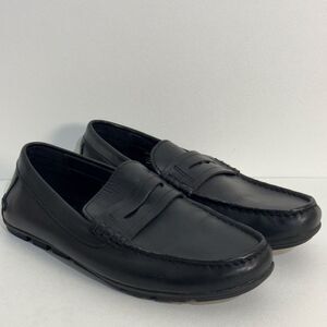 Coach Mott Penny Black Leather Slip-On Loafers - 7.5D